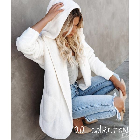 Faux Fur Sherpa Hoodie Jacket Coat Cardigan OS - Picture 4 of 13